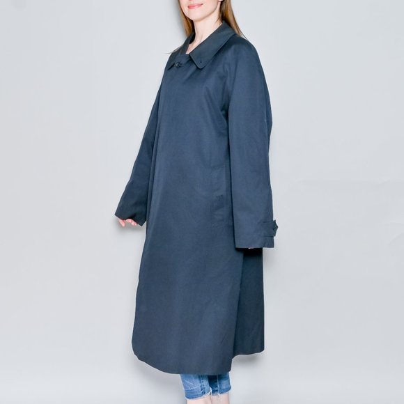 117. BURBERRY London VINTAGE Heritage Trench Men's Blue Collared Car Coat 44 R - Picture 4 of 10